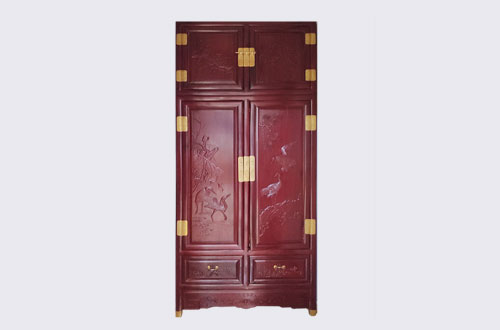 花垣高端中式家居装修深红色纯实木衣柜